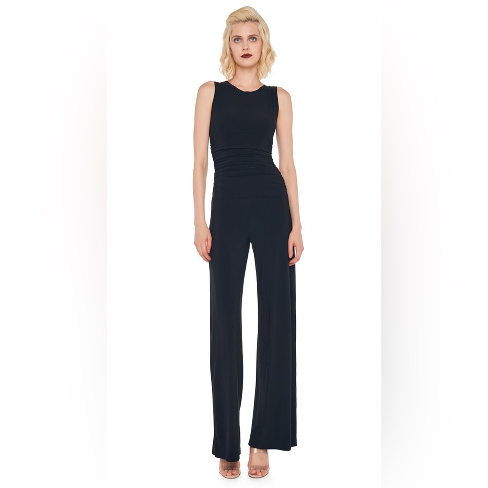 NWT NORMA KAMALI Black Shirred Waist Sleeveless Jumpsuit Size Small - Picture 1 of 14
